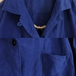 【受注制作】ブルーリネン　開襟半袖シャツ 5枚目の画像