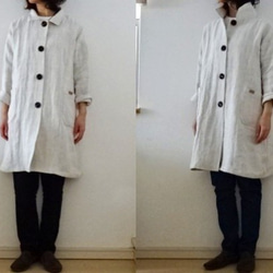 【K様専用ページ】グレー/リネン帆布 すっきりコート 2枚目の画像
