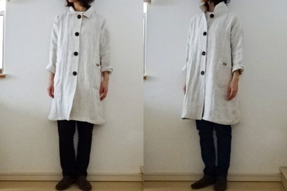 【K様専用ページ】グレー/リネン帆布 すっきりコート 2枚目の画像