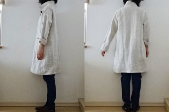 【K様専用ページ】グレー/リネン帆布 すっきりコート 3枚目の画像