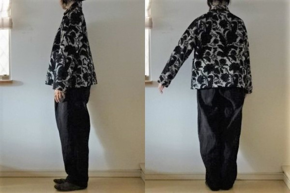 【受注制作】ゴブラン織り　丸襟ショートジャケットコート(総裏) 3枚目の画像