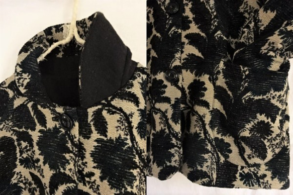 【受注制作】ゴブラン織り　丸襟ショートジャケットコート(総裏) 4枚目の画像