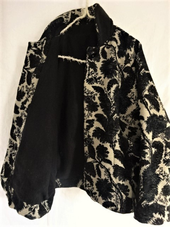 【受注制作】ゴブラン織り　丸襟ショートジャケットコート(総裏) 5枚目の画像