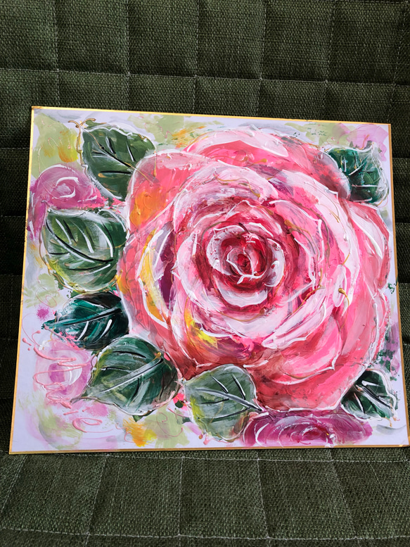 薔薇 色紙 アクリル画 イメージ画 手描き 絵画 絵画 marie 通販