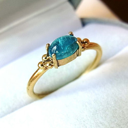 公式の店舗 ネオンブルーアパタイトのリング オーバルカボション・カット アクセサリー