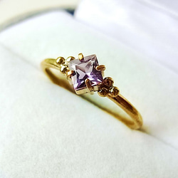 一点物】アイオライトサンストーン ラウンド 18kgp リング 指輪