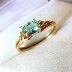 ミントグリーンアパタイト アンティーク風リング オーバルファセット