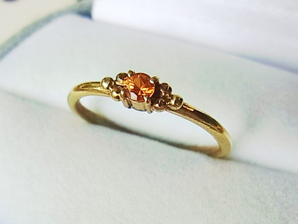 オレンジサファイアのリング ファセット・カット 指輪・リング Luciole