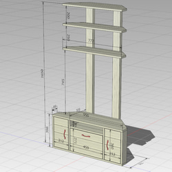 かどにも置ける棚付きテレビ台　サイズ・構造変更可能 8枚目の画像