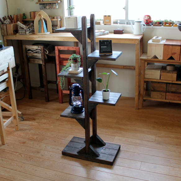 樹木のようなディスプレイシェルフ 棚板の高さを自由にセットできる木製（無垢材）オーディオラック１R4タイプ （TS670-P25-2C）注文後製作 BC2039182705(15640円)