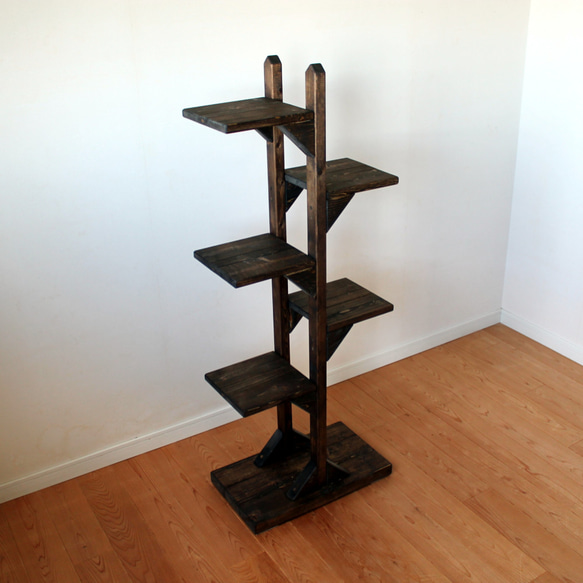 樹木のようなディスプレイシェルフ 棚板の高さを自由にセットできる木製（無垢材）オーディオラック１R4タイプ （TS670-P25-2C）注文後製作 BC2039182705(15640円)