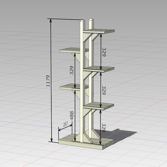 樹木のようなディスプレイシェルフ 棚板の高さを自由にセットできる木製（無垢材）オーディオラック１R4タイプ （TS670-P25-2C）注文後製作 BC2039182705(15640円)