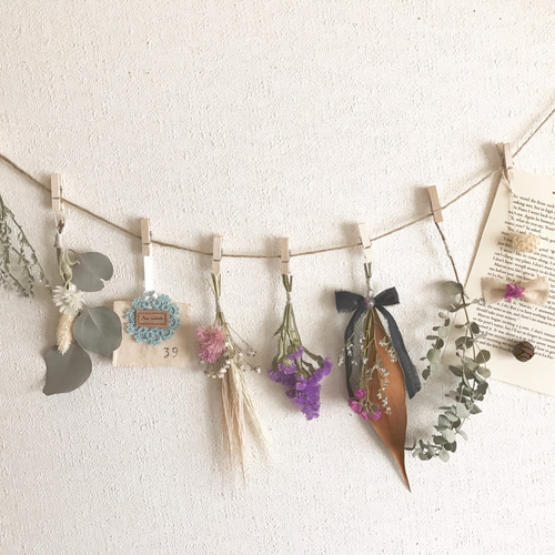 ドライフラワー フラワーガーランド ミニスワッグ 洋書付き 気持ち良い 