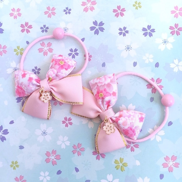 桜♡2.7センチくるみボタンヘアゴム2点セット