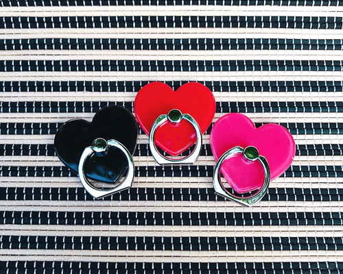 No.48 ハート型リングケース＆レッド系スマホスタンド