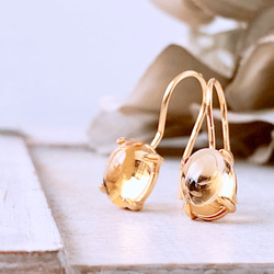 寶石級黃水晶銀925 18kgp 鉤形耳環十一月生日石 8x6 毫米雙耳 第10張的照片