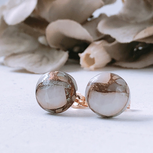 コッパーカルサイトピアス/イヤリング 10mm 両耳用 ピアス