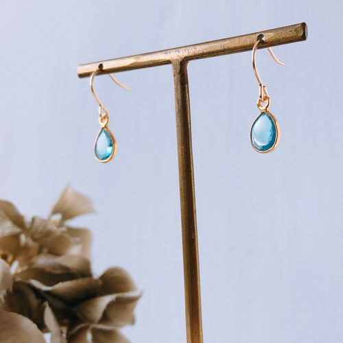 マルモ◆スイスブルートパーズ×淡水パール フープピアス eden] スイスブルートパーズ ティアドロップス ピアス｜ARTIDA