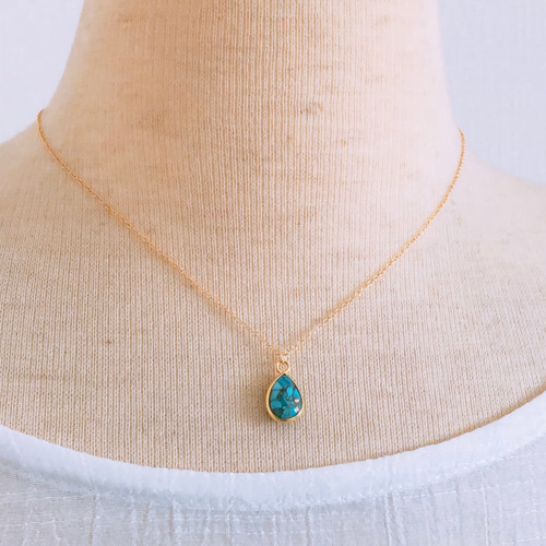 ブルーコッパーターコイズAAA 14kgf製ネックレス 約40cm 枠留め