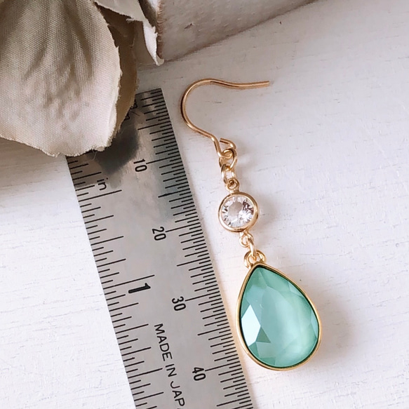 クリスタルミントグリーン  jewel drop pierce/earring 8枚目の画像