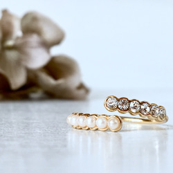 珍珠與水晶叉形戒指約 11 顆施華洛世奇 第6張的照片