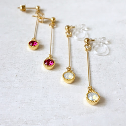 Princess Swing Mini Earrings/耳環①粉色②水晶③白蛋白石④絲綢 第8張的照片