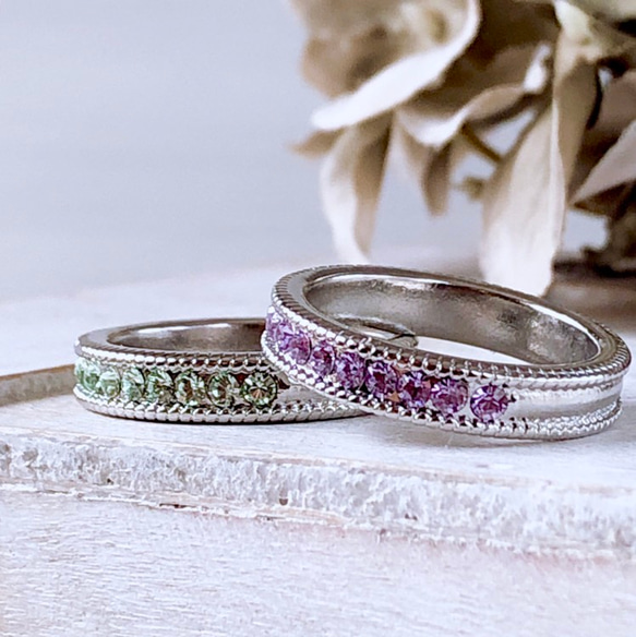 10kムーンストーンリング 約15号 ハーフエタニティ