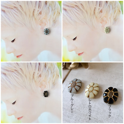 rétro flower earring/pierce 小 5枚目の画像