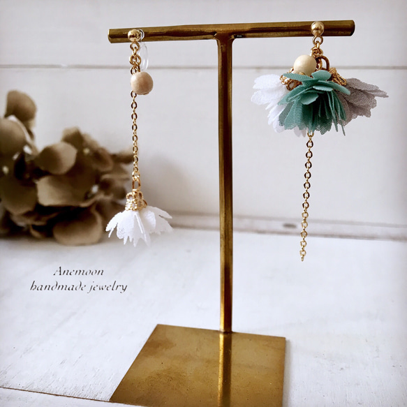 asymmetry flower tassel pierce / earring アシンメトリーフラワータッセル　⑤⑥ 1枚目の画像