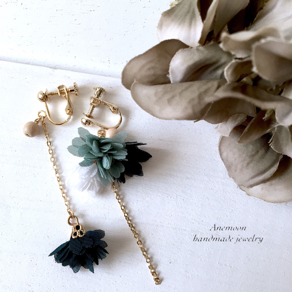 asymmetry flower tassel pierce / earring アシンメトリーフラワータッセル　⑤⑥ 4枚目の画像