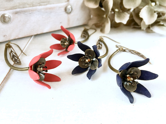 red poppy pierce/earring レッドポピーピアス/イヤリング 6枚目の画像