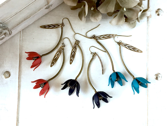 red poppy pierce/earring レッドポピーピアス/イヤリング 7枚目の画像