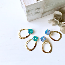 Swarovski & gold ring pierce/earring (ブルーオーシャン) 6枚目の画像