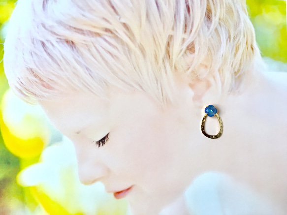 Swarovski & gold ring pierce/earring (ブルーオーシャン) 9枚目の画像
