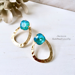 Swarovski & gold ring pierce/earring〜lagoon〜ラグーンマーメイド 1枚目の画像