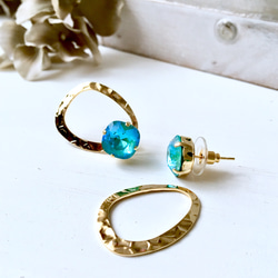 Swarovski & gold ring pierce/earring〜lagoon〜ラグーンマーメイド 2枚目の画像
