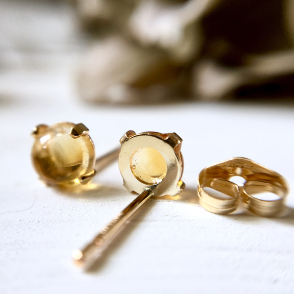 黃水晶天然石 14kgf 耳環 5 毫米 雙耳十一月生日石 第4張的照片