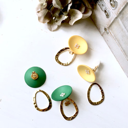 France button & gold ring pierce/earrings (yellow)2way 4枚目の画像