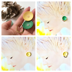 France button & gold ring pierce/earrings (yellow)2way 6枚目の画像