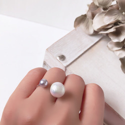 10 毫米棉質珍珠民間戒指銠色約 10 個均碼 第6張的照片