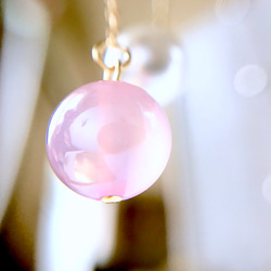 粉紅色玉髓和珍珠美式耳環 第7張的照片