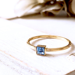 方形燕子戒指&lt;淺色藍寶石&gt;尺寸10/13 第3張的照片