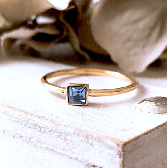 方形燕子戒指&lt;淺色藍寶石&gt;尺寸10/13 第7張的照片