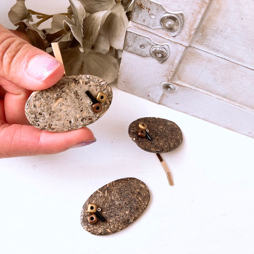 再販‼︎natural wood chips & beads ponyhook 40×25mmフック長さ33mm