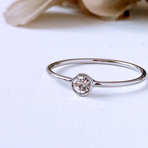 ★ babydoll666★スワロフスキー リング ハンドメイド Antique Blue Stone Ring - R206