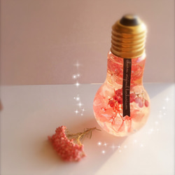 　ハーバリウム♡電球型♡キュートピンク 3枚目の画像