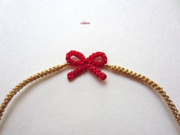 ブレスレット 【ribbon】ルージュ＆ミルクティー 4枚目の画像