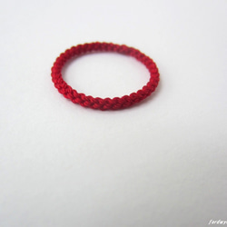 トゥーリング/ピンキーリング手編み2㎜【knit ring】ルージュ 1枚目の画像