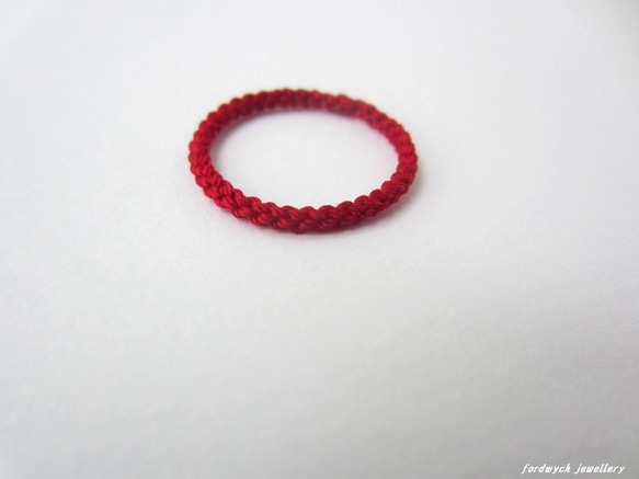 トゥーリング/ピンキーリング手編み2㎜【knit ring】ルージュ 1枚目の画像