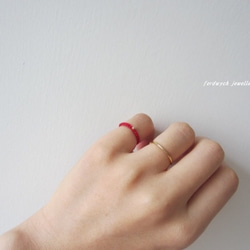 トゥーリング/ピンキーリング手編み2㎜【knit ring】ルージュ 3枚目の画像